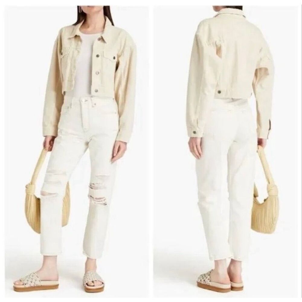 NWT Frame Le Original High Rise Straight Fit Jeans in Off White Size 25